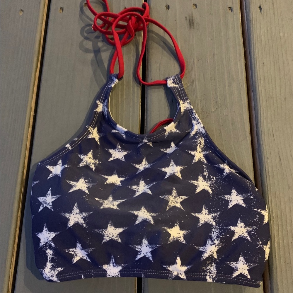 Target adjustable American flag star swimsuit top